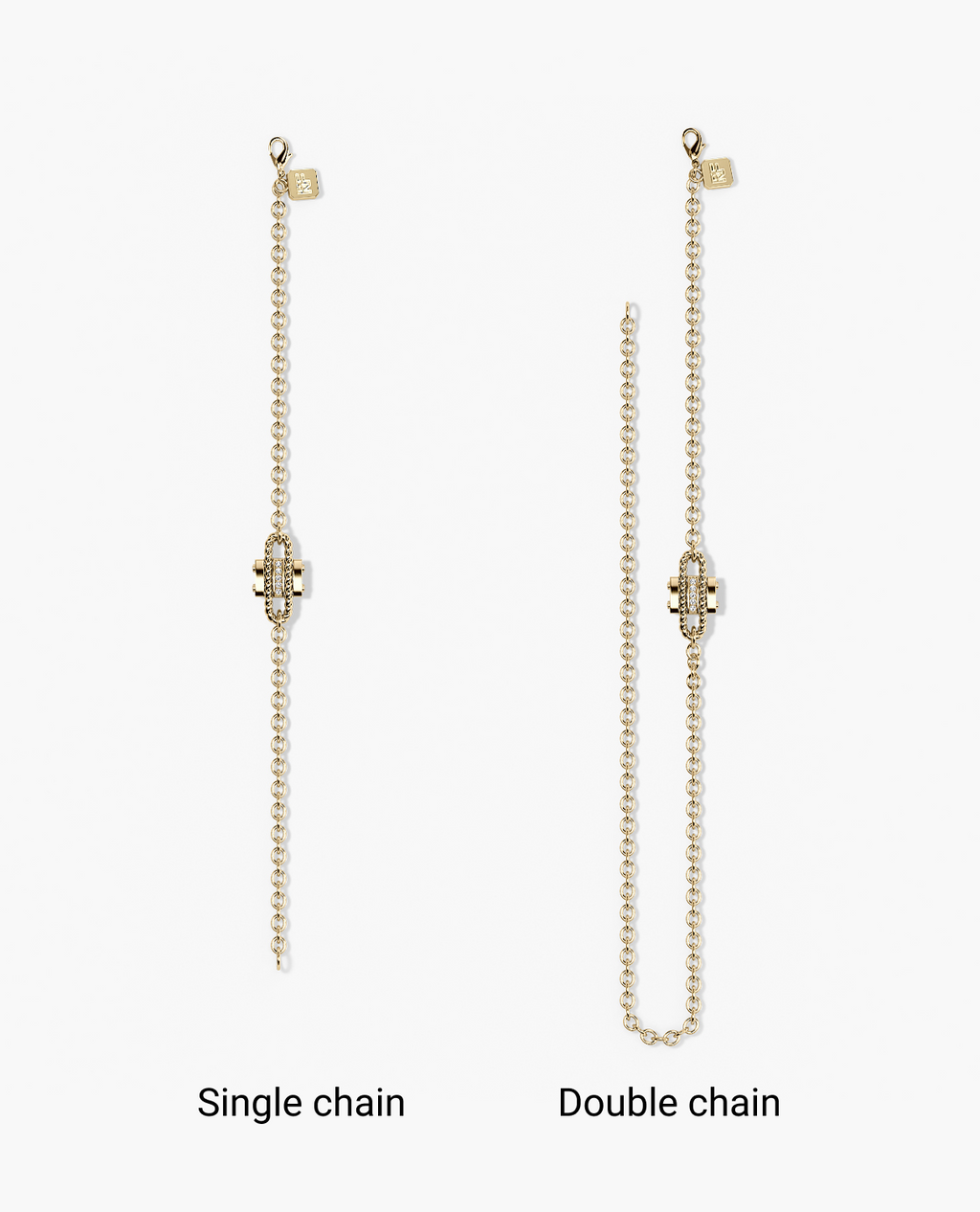 ROPES Gold Charm Bracelet with 0.05ct Black Diamonds