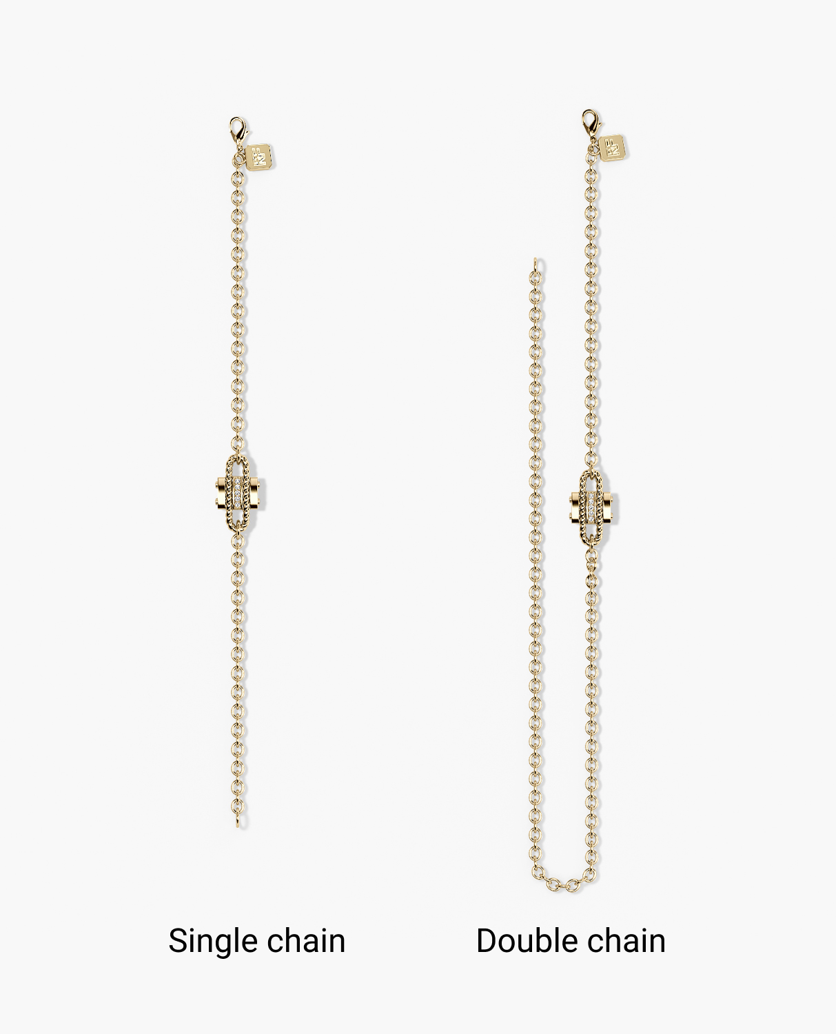 ROPES Gold Charm Bracelet with 0.05ct Black Diamonds