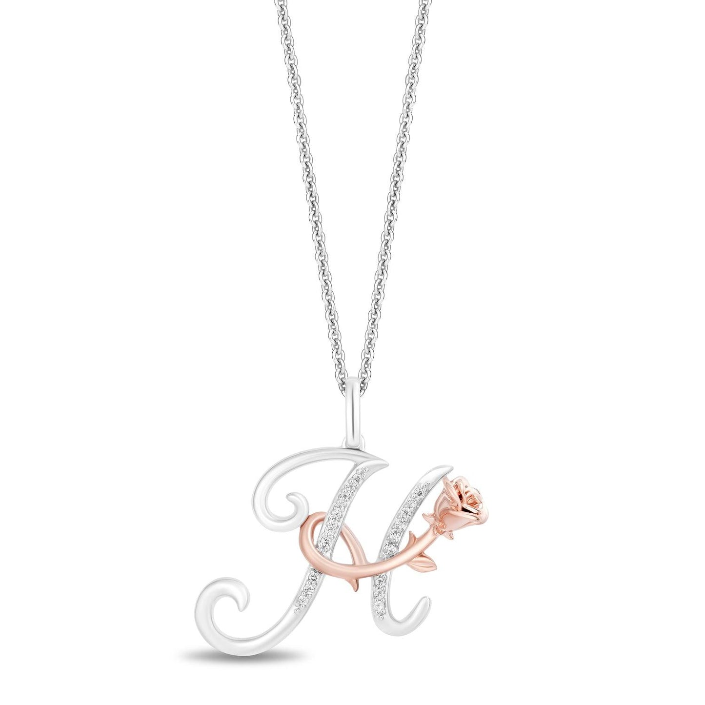 Enchanted Disney Fine Jewelry Diamonds Alphabet A to Z Belle Pendant Necklace