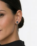 HALO Gold Oval Cut Single Stud Earring with 0.55ct - 1.40ct Black Diamonds