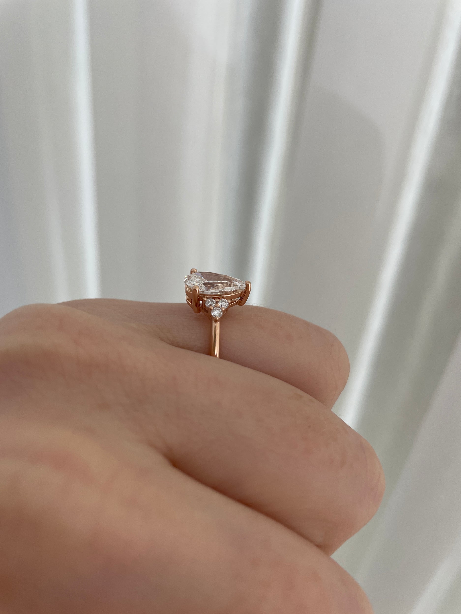 1.52-3.52 CT Pear Cut Lab Grown Diamond Cluster Engagement Ring