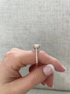 1.20-3.20 CT Oval Cut Lab Grown Diamond Hidden Halo & Pave Engagement Ring