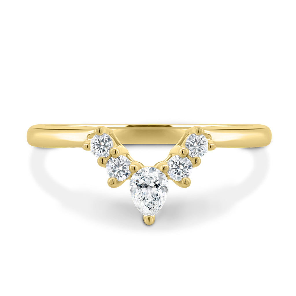 0.37 TCW Pear & Round CVD Diamond Curved Wedding Band