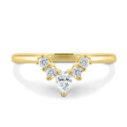 0.37 TCW Pear & Round CVD Diamond Curved Wedding Band