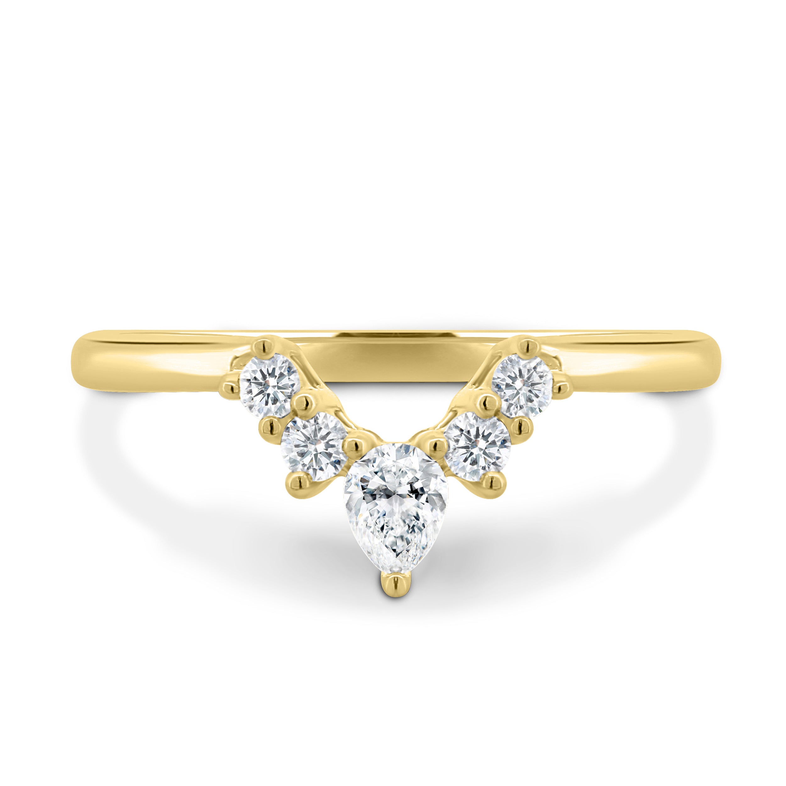 0.37 TCW Pear & Round CVD Diamond Curved Wedding Band