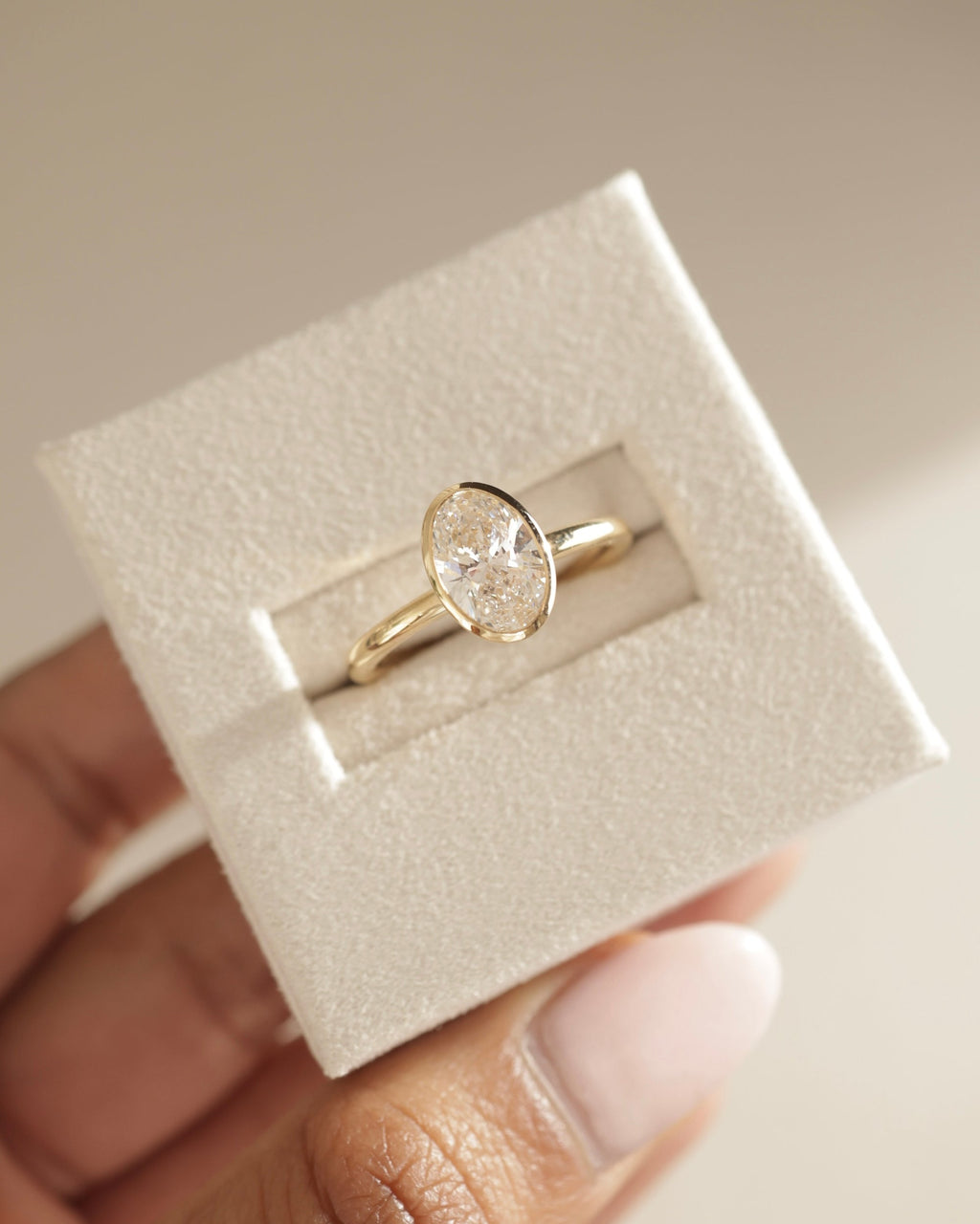 1.50-3.50 CT Oval Cut Lab Grown Diamond Bezel Solitaire Engagement Ring