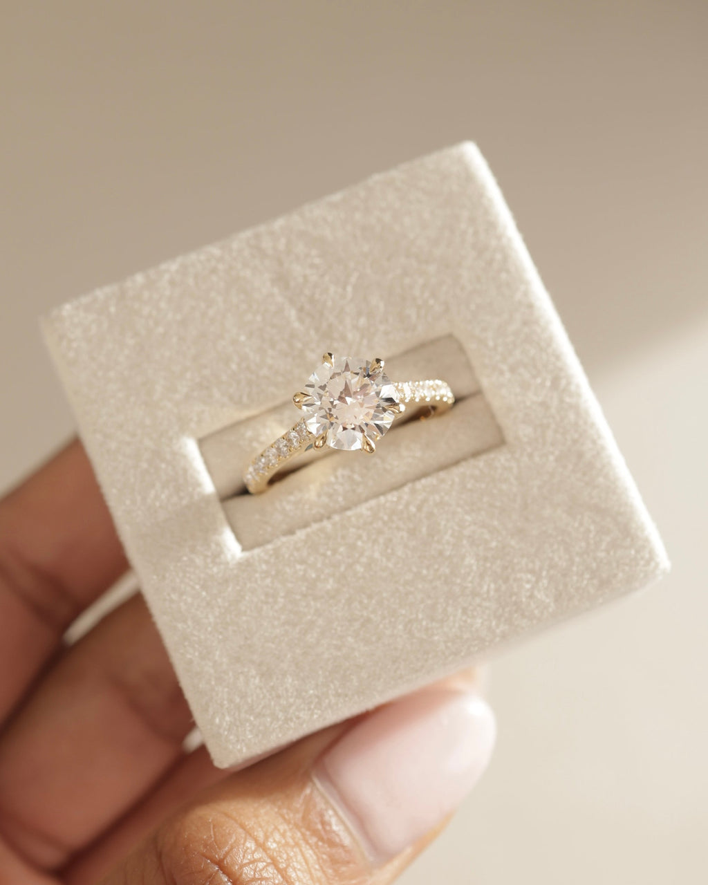 2.01-4.01 CT Round Cut Lab Grown Diamond Pave Setting Engagement Ring