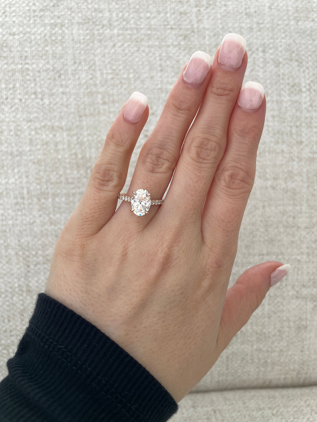 1.20-3.20 CT Oval Cut Lab Grown Diamond Hidden Halo & Pave Engagement Ring