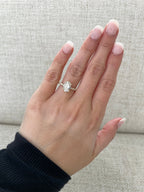 1.74-3.74 CT Oval Cut Lab Grown Diamond Pave Setting Engagement Ring