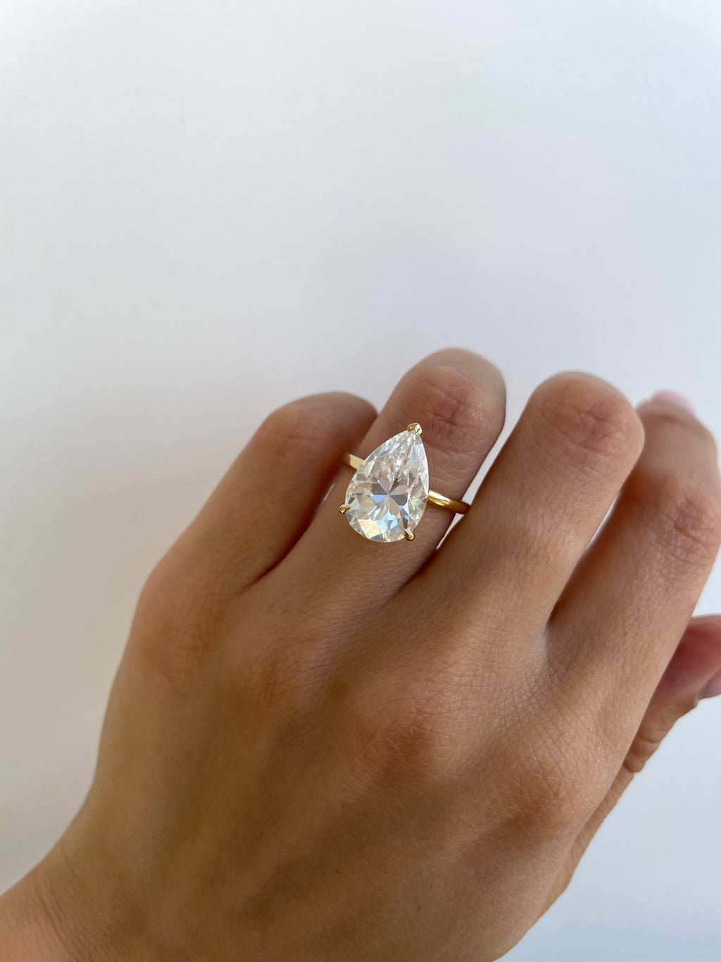 2.75-5.75 CT Pear Cut Lab Grown Diamond Solitaire Engagement Ring