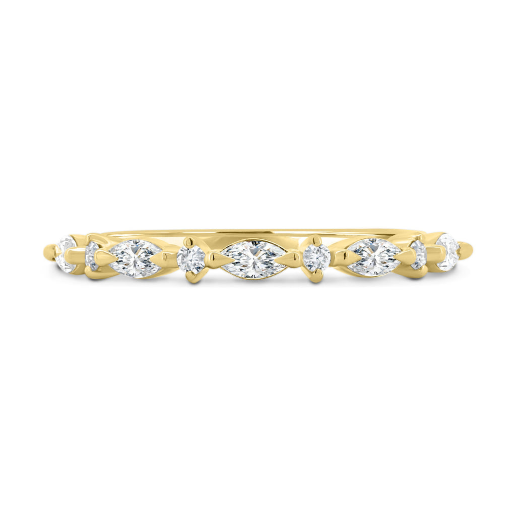 0.76 TCW Marquise & Round CVD Diamond Half eternity Wedding Band