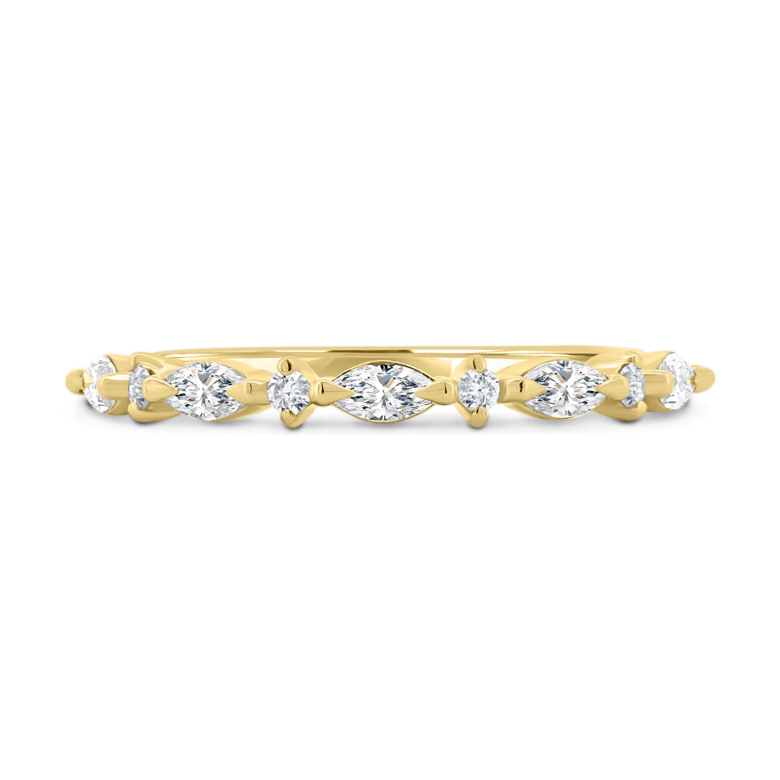 0.76 TCW Marquise & Round CVD Diamond Half eternity Wedding Band
