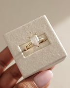 1.0-3.0 CT Elongated Hexagon Cut Lab Grown Diamond Hidden Halo Engagement Ring