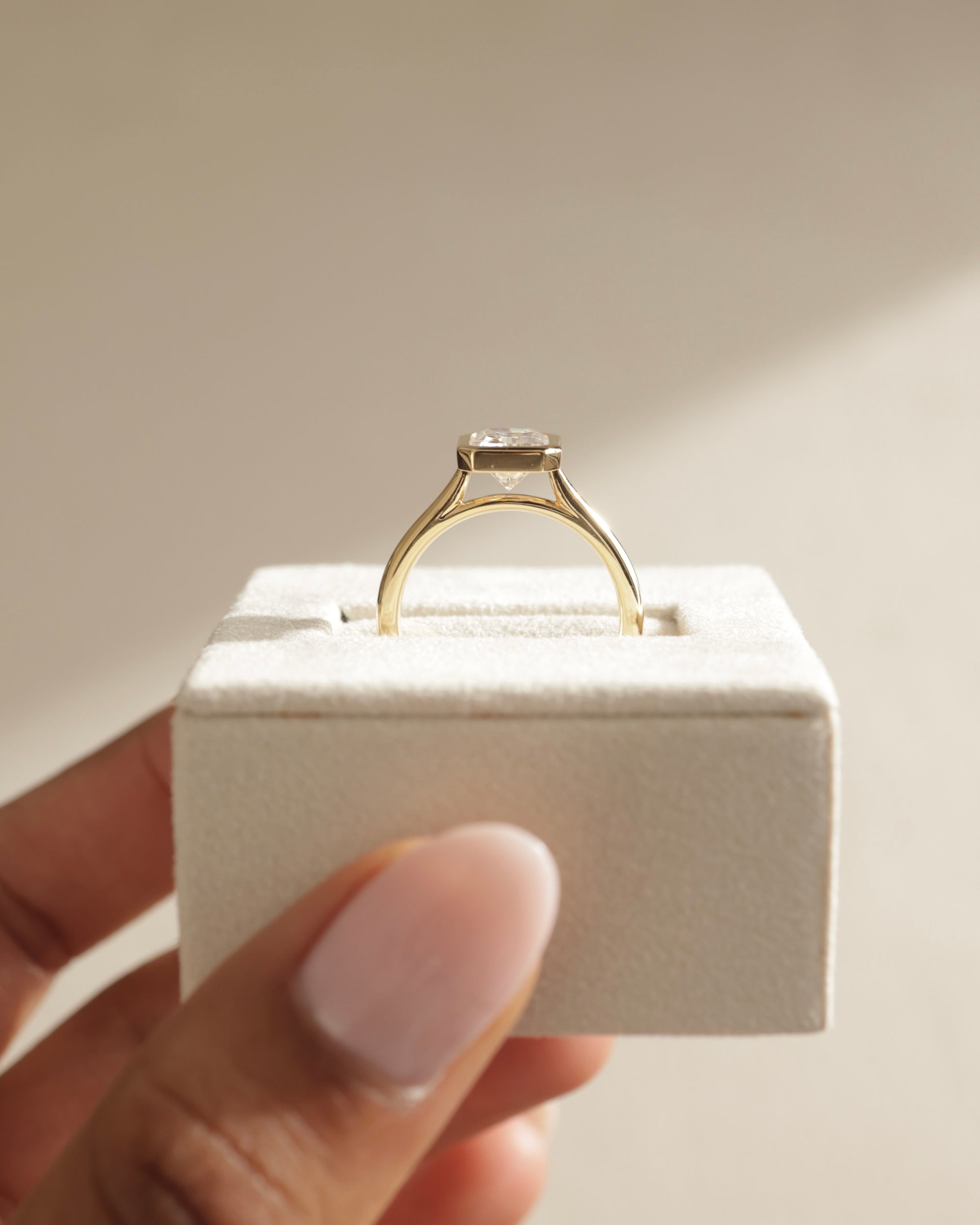 1.67-3.67 CT Radiant Cut Lab Grown Diamond Bezel Engagement Ring