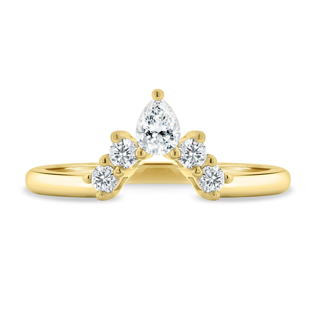 0.37 TCW Pear & Round CVD Diamond Curved Wedding Band