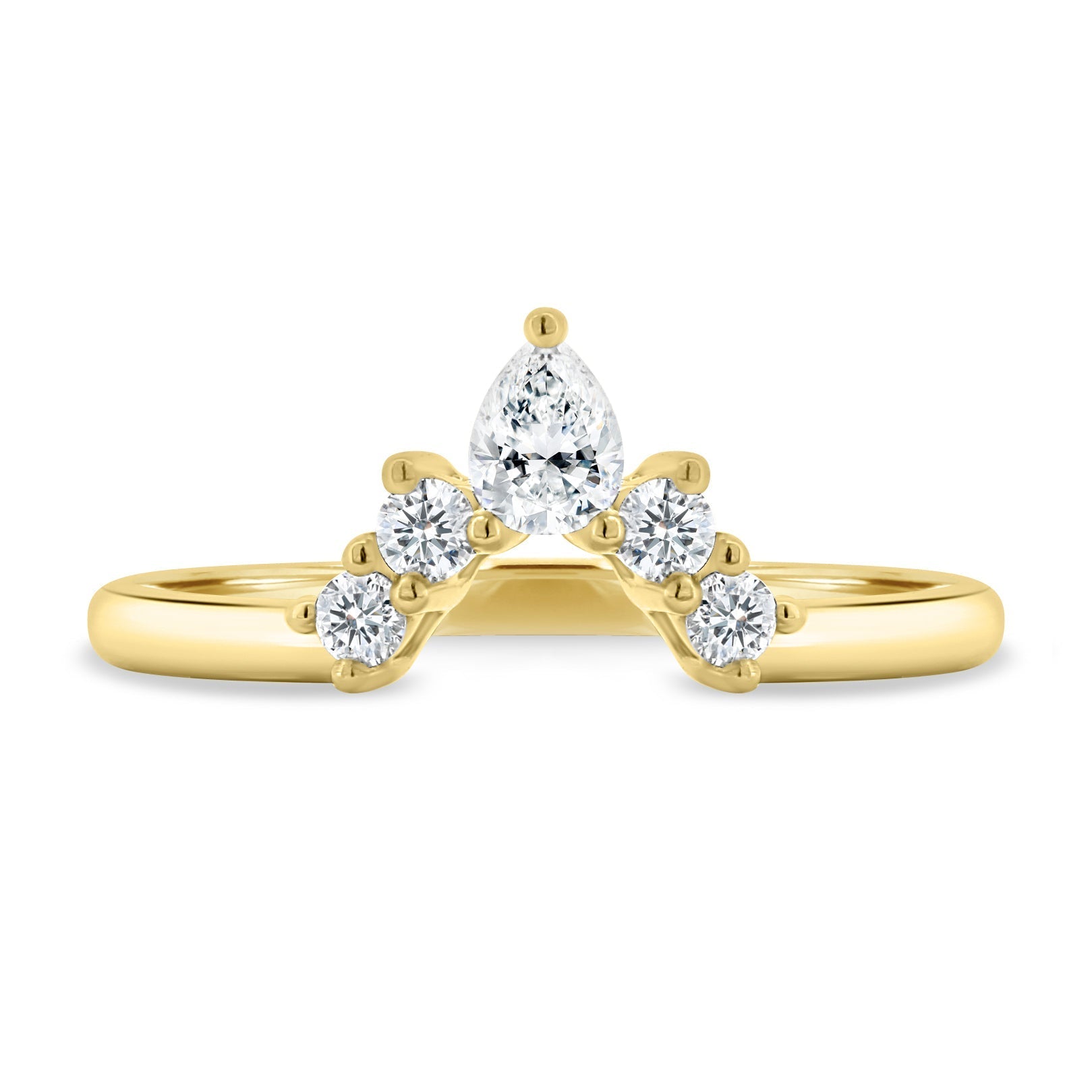 0.37 TCW Pear & Round CVD Diamond Curved Wedding Band
