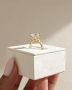 2.40-4.40 CT Pear Cut Lab Grown Diamond Pave Setting Engagement Ring
