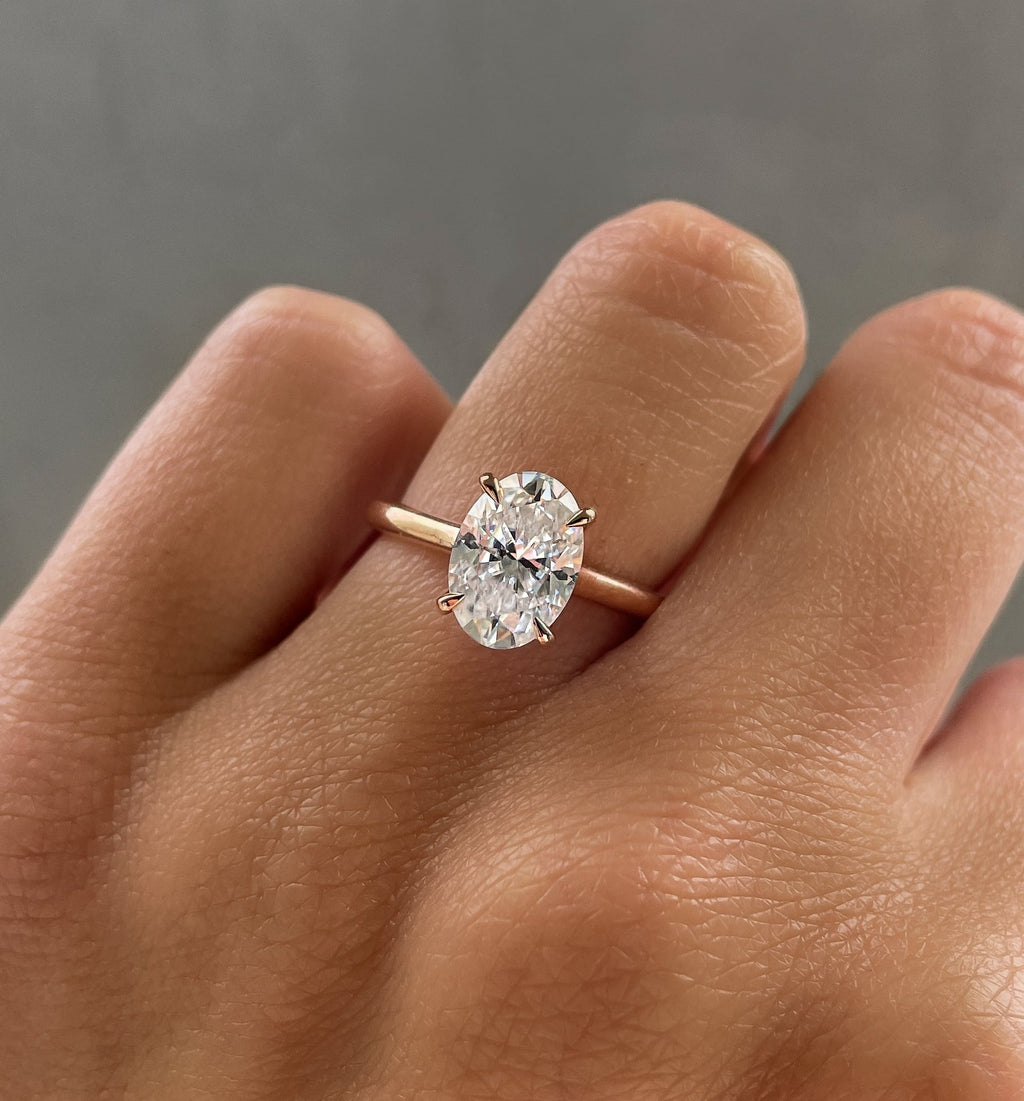 1.30-3.30 CT Oval Cut Lab Grown Diamond Solitaire Engagement Ring