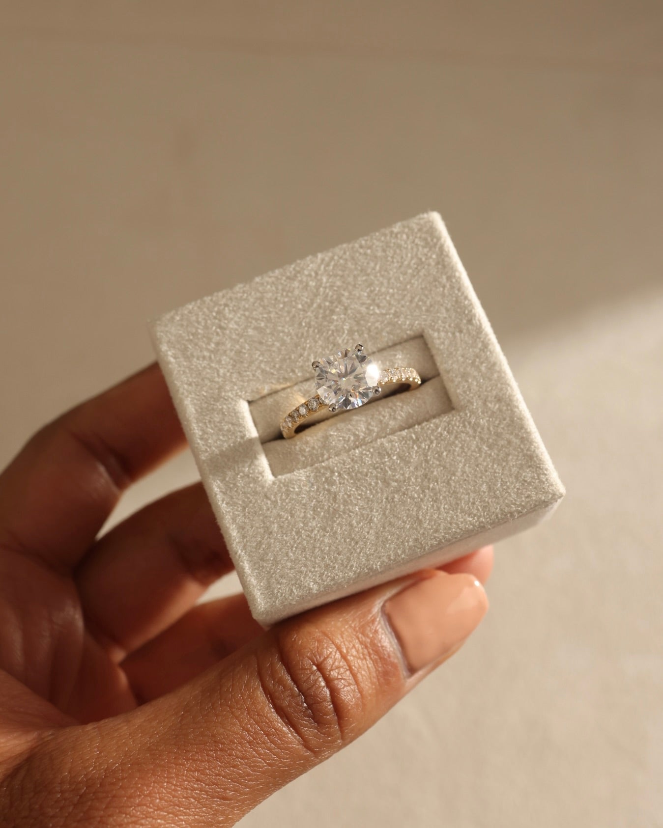 1.80-3.80 CT Round Cut Lab Grown Diamond Hidden Halo & Pave Engagement Ring