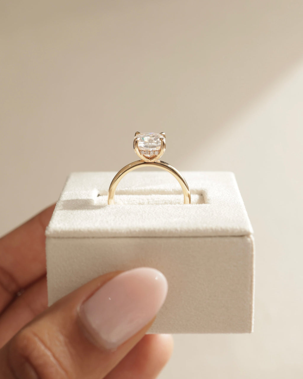1.50-3.50 CT Cushion Cut Lab Grown Diamond Hidden Halo Engagement Ring