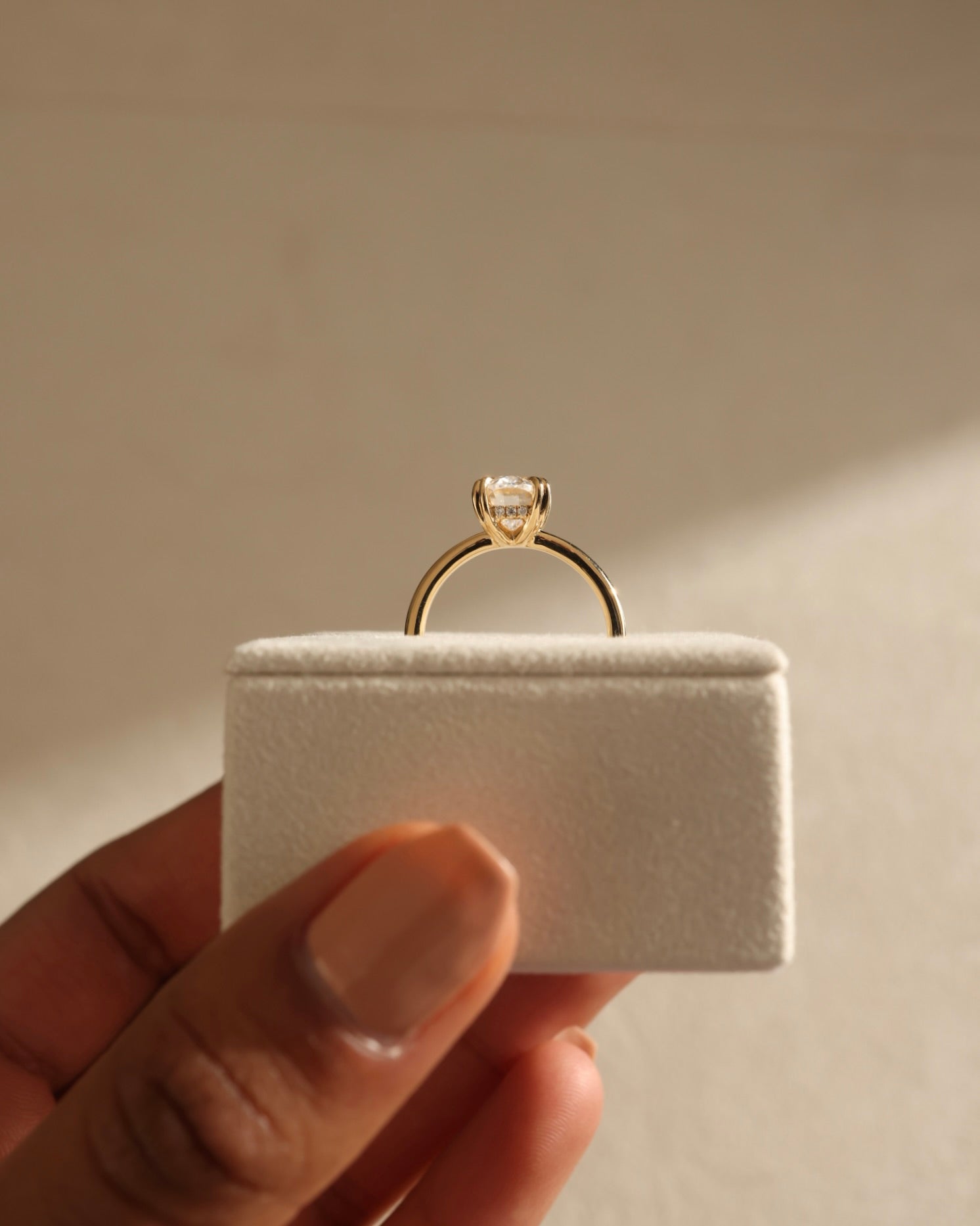 1.60-3.60 CT Oval Cut Lab Grown Diamond Hidden Halo Engagement Ring Immagine secondaria del prodotto