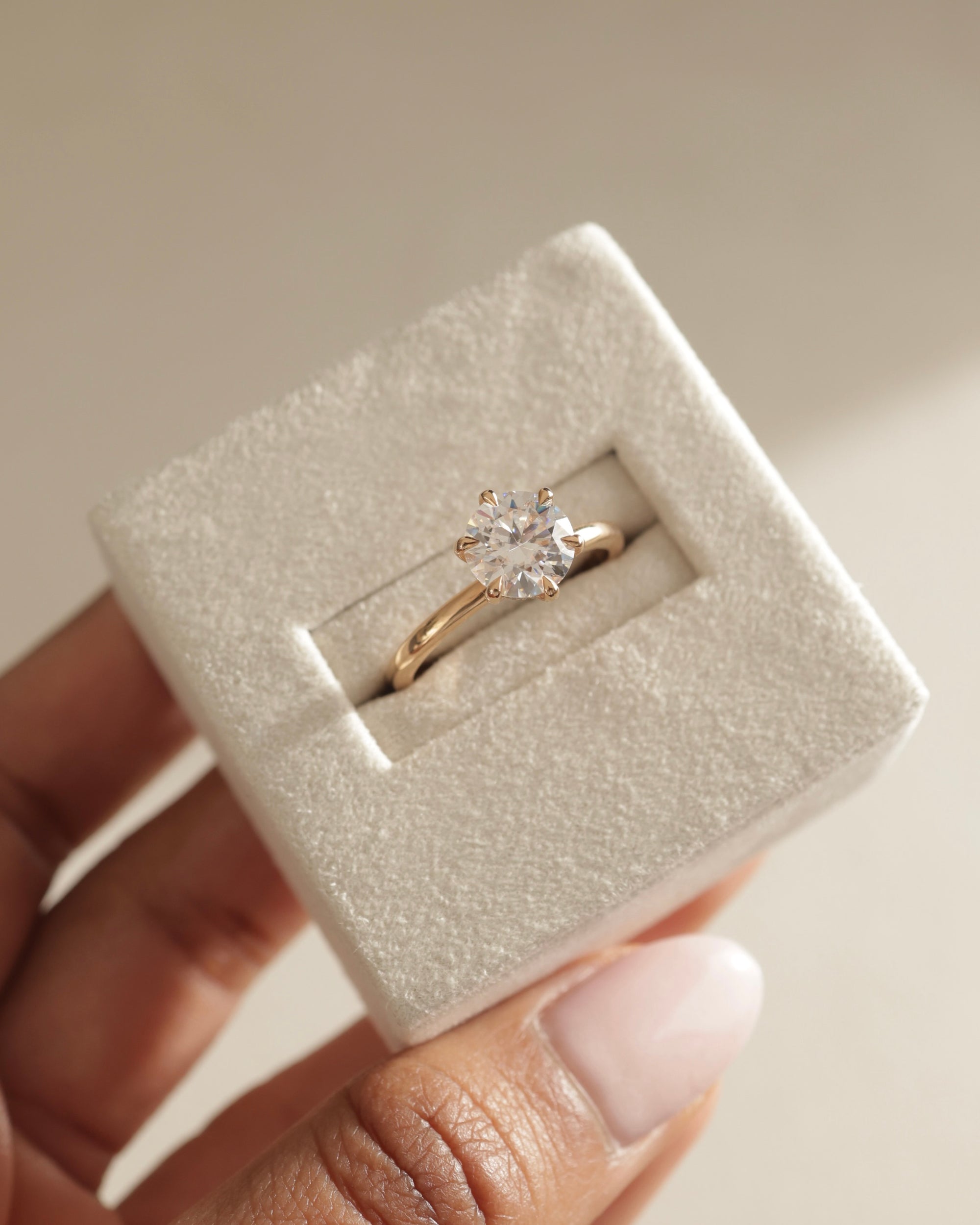 1.45-3.45 CT Round Cut Lab Grown Diamond Hidden Halo Engagement Ring