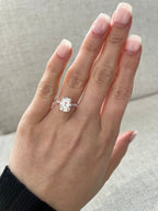2.01-4.01 CT Elongated Cushion Cut Lab Grown Diamond Hidden Halo & Pave Engagement Ring
