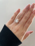 1.53-3.53 CT Oval Cut Lab Grown Diamond Halo & Pave Setting Engagement Ring