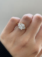 1.50-3.50 CT Radiant Cut Lab Grown Diamond Three Stone Engagement Ring
