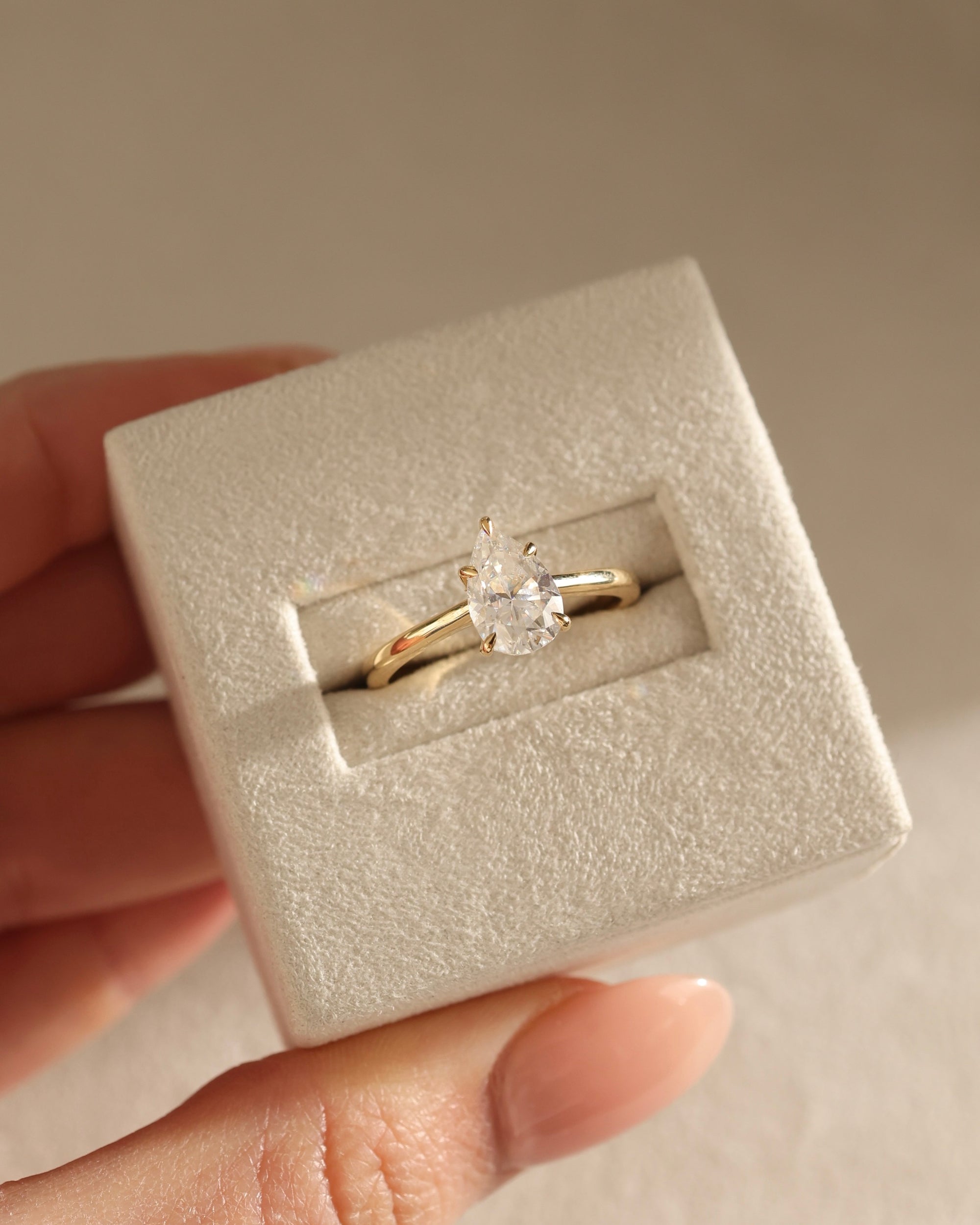1.41-3.41 CT Pear Cut Lab Grown Diamond Solitaire Engagement Ring