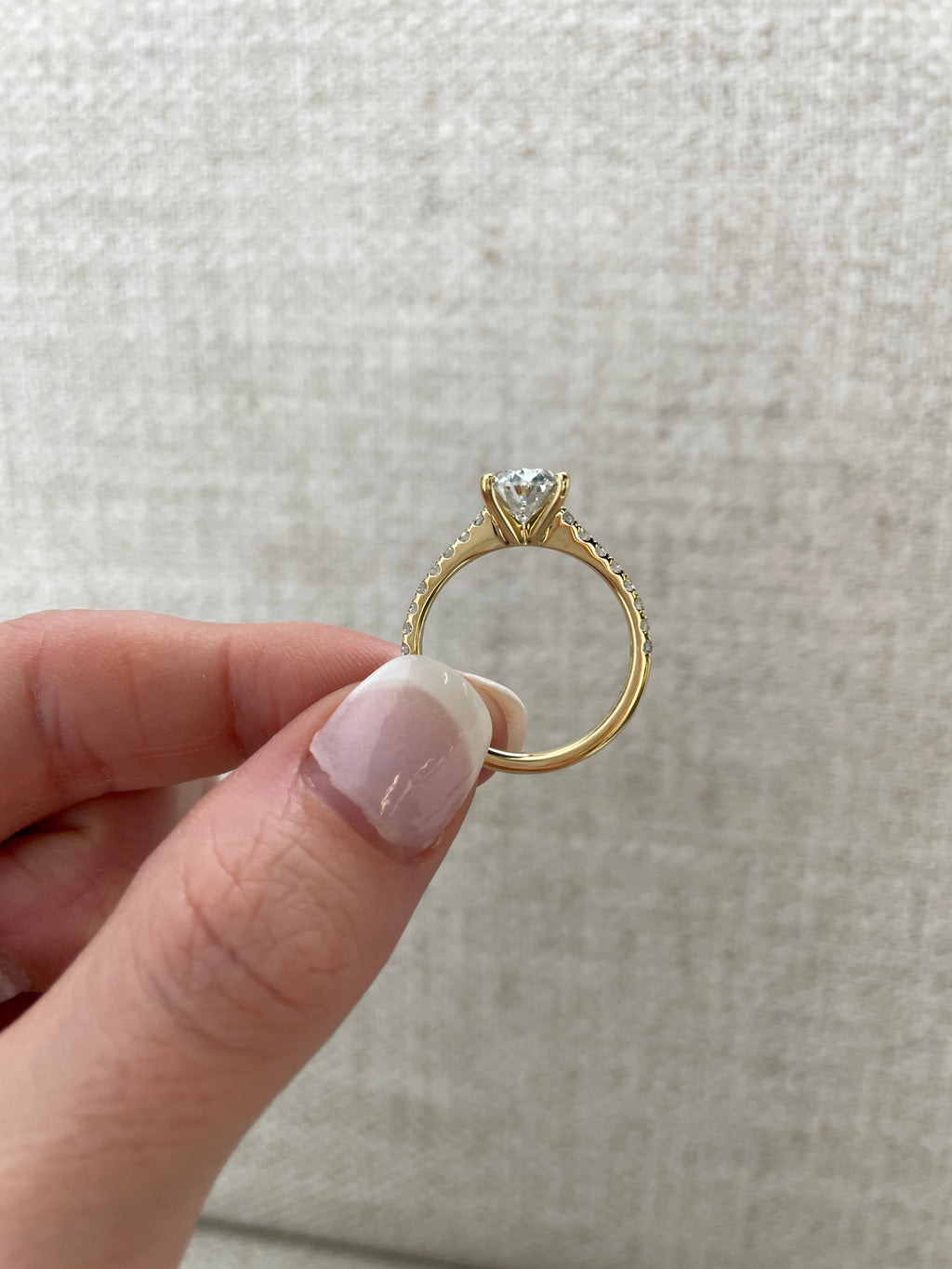 1.74-3.74 CT Oval Cut Lab Grown Diamond Pave Setting Engagement Ring