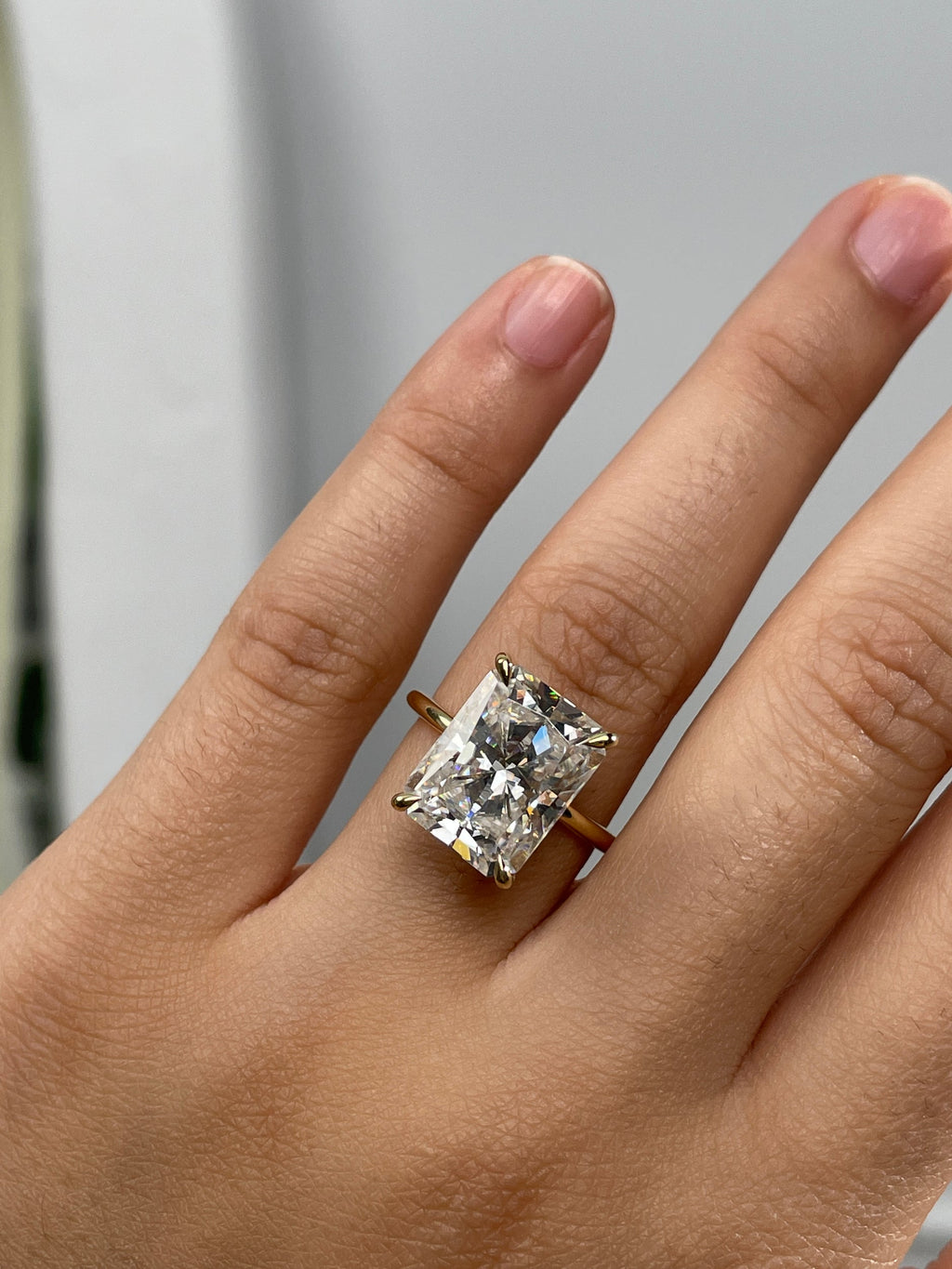 7.50 CT Radiant Cut Lab Grown Hidden Halo Engagement Ring