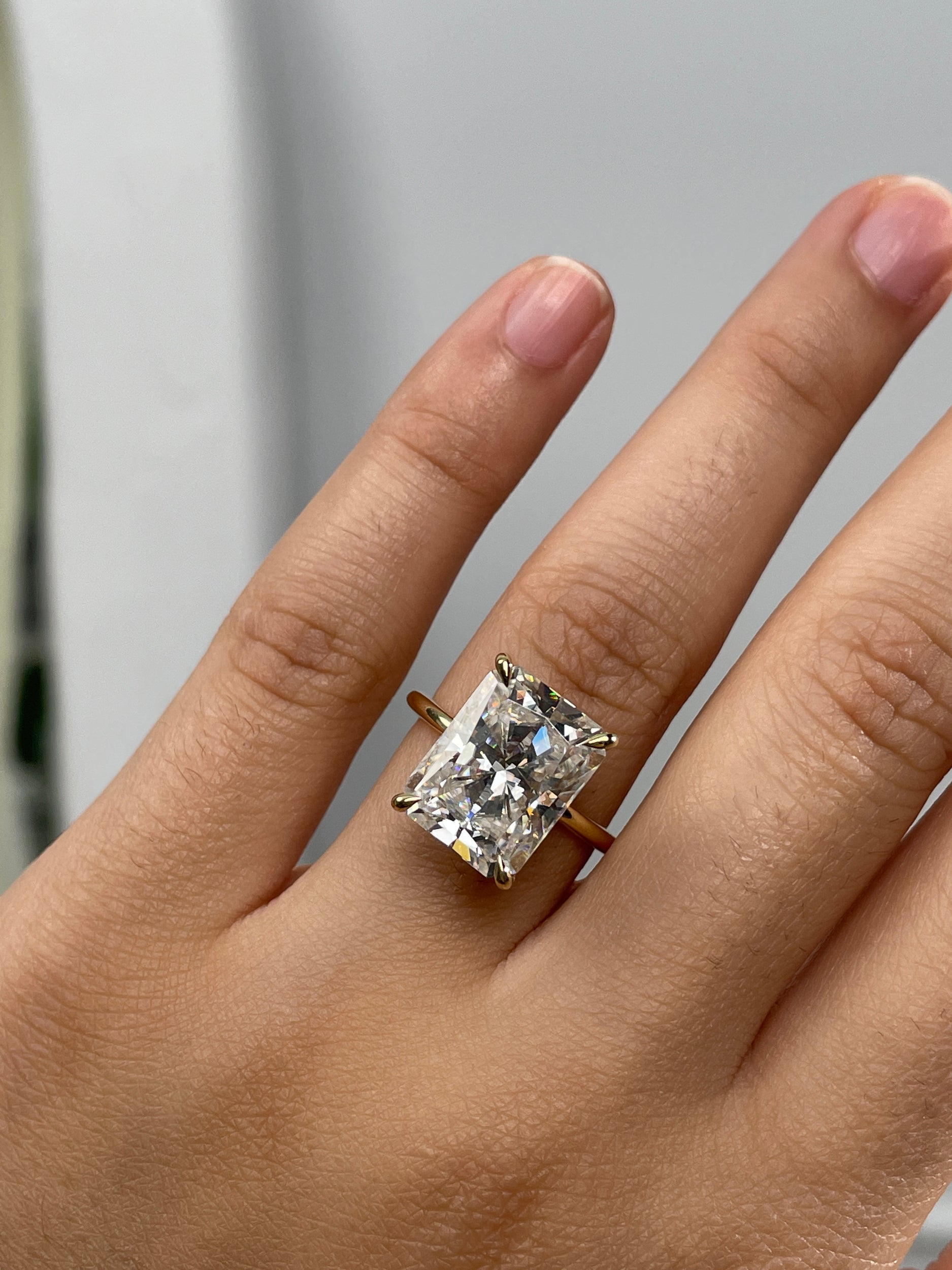 7.50 CT Radiant Cut Lab Grown Hidden Halo Engagement Ring