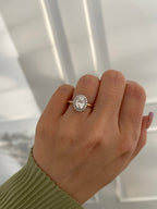 1.25-3.25 CT Oval Cut Lab Grown Diamond Halo Engagement Ring