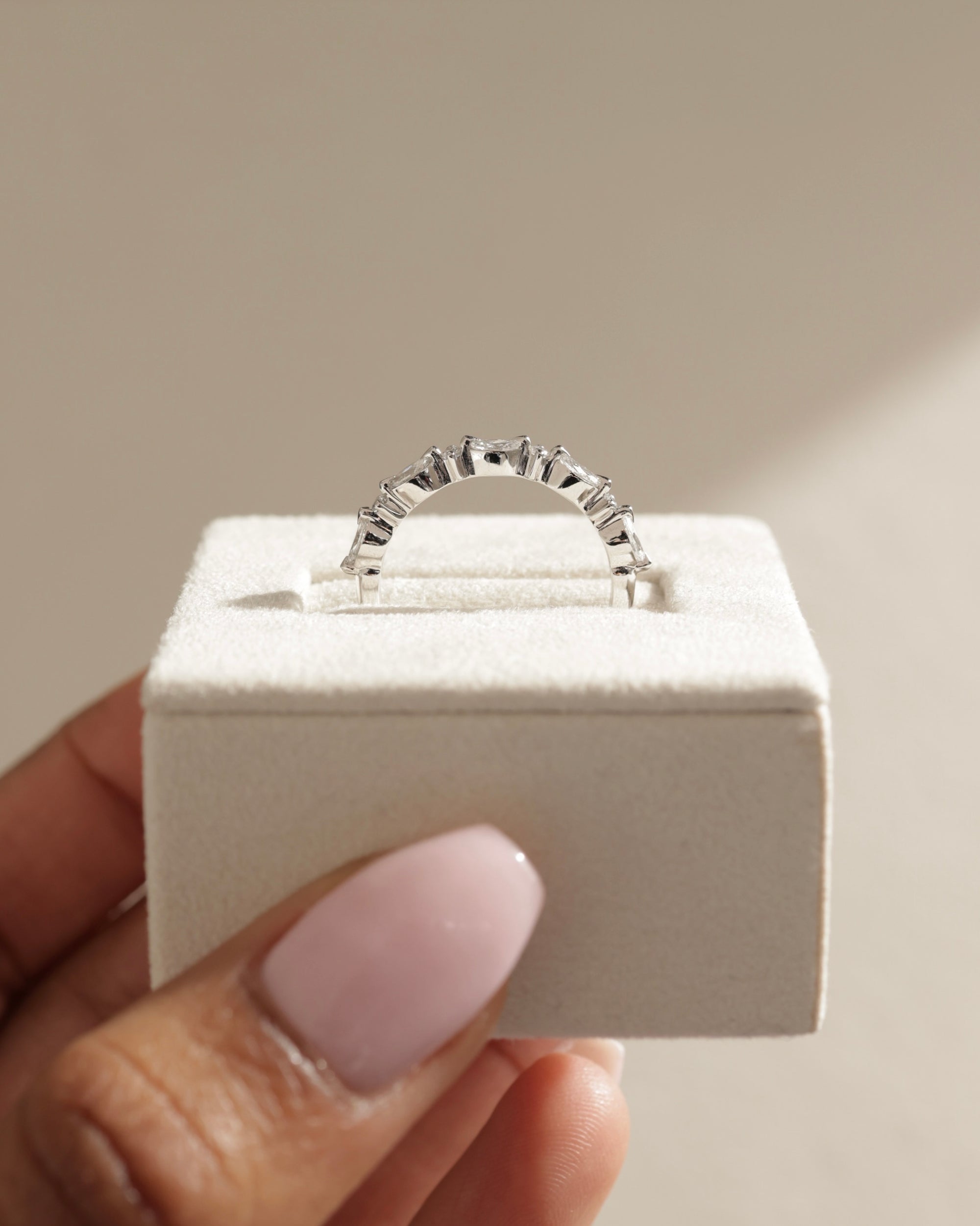 0.76 TCW Marquise & Round CVD Diamond Half eternity Wedding Band