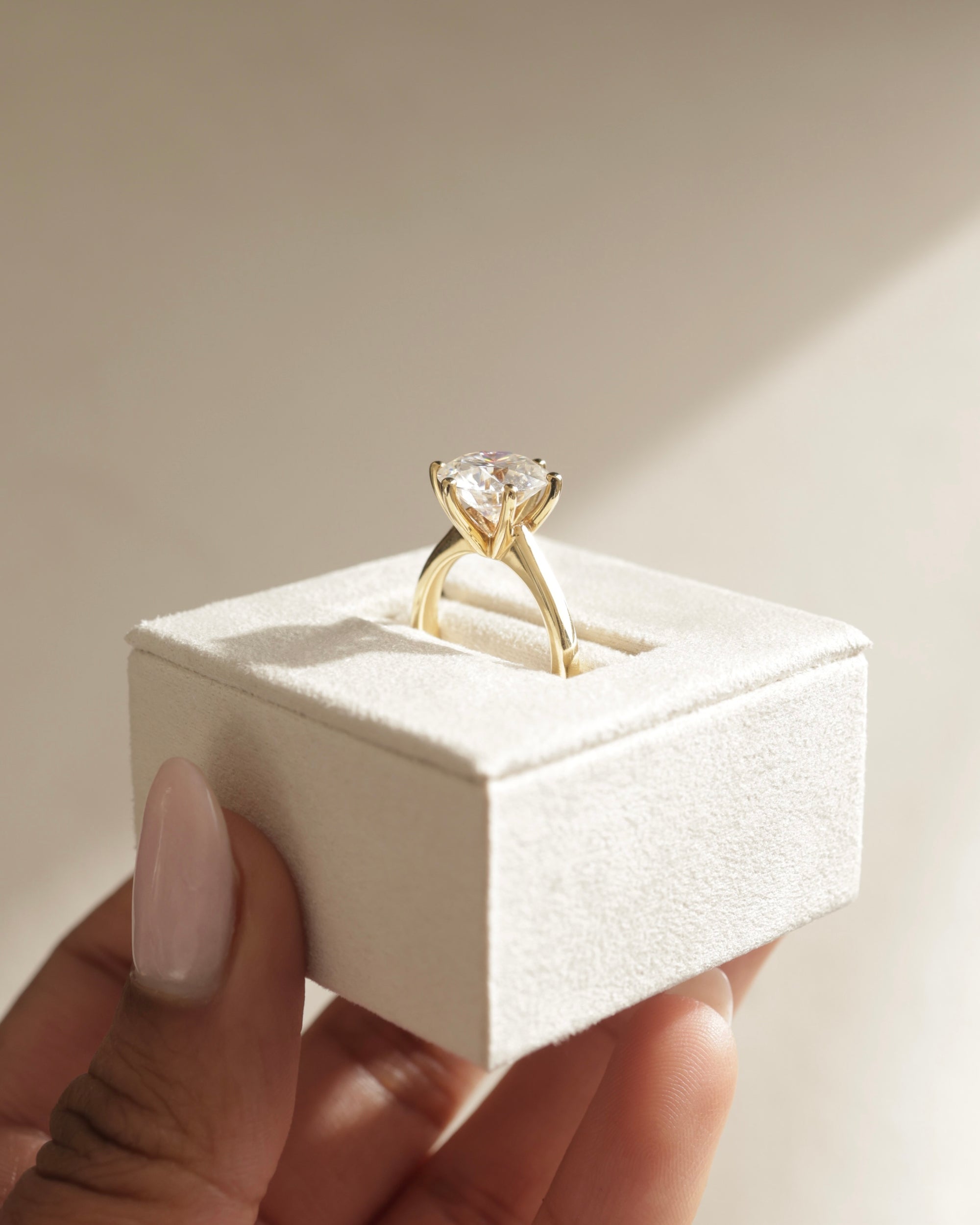1.0-3.0 CT Round Cut Lab Grown Diamond  Solitaire Engagement Ring