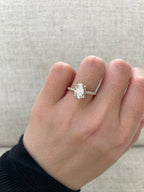 1.74-3.74 CT Oval Cut Lab Grown Diamond Pave Setting Engagement Ring