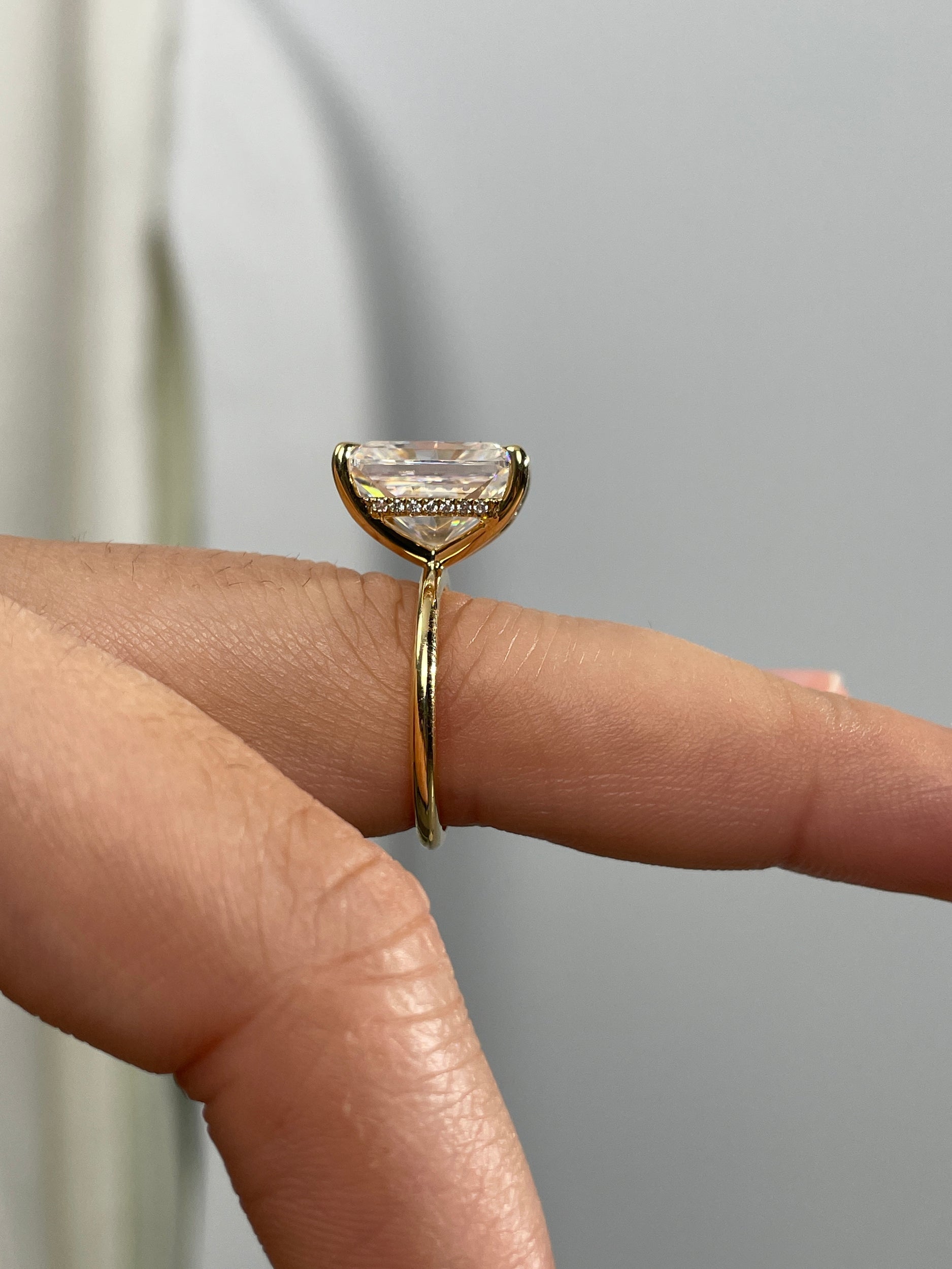 7.50 CT Radiant Cut Lab Grown Hidden Halo Engagement Ring