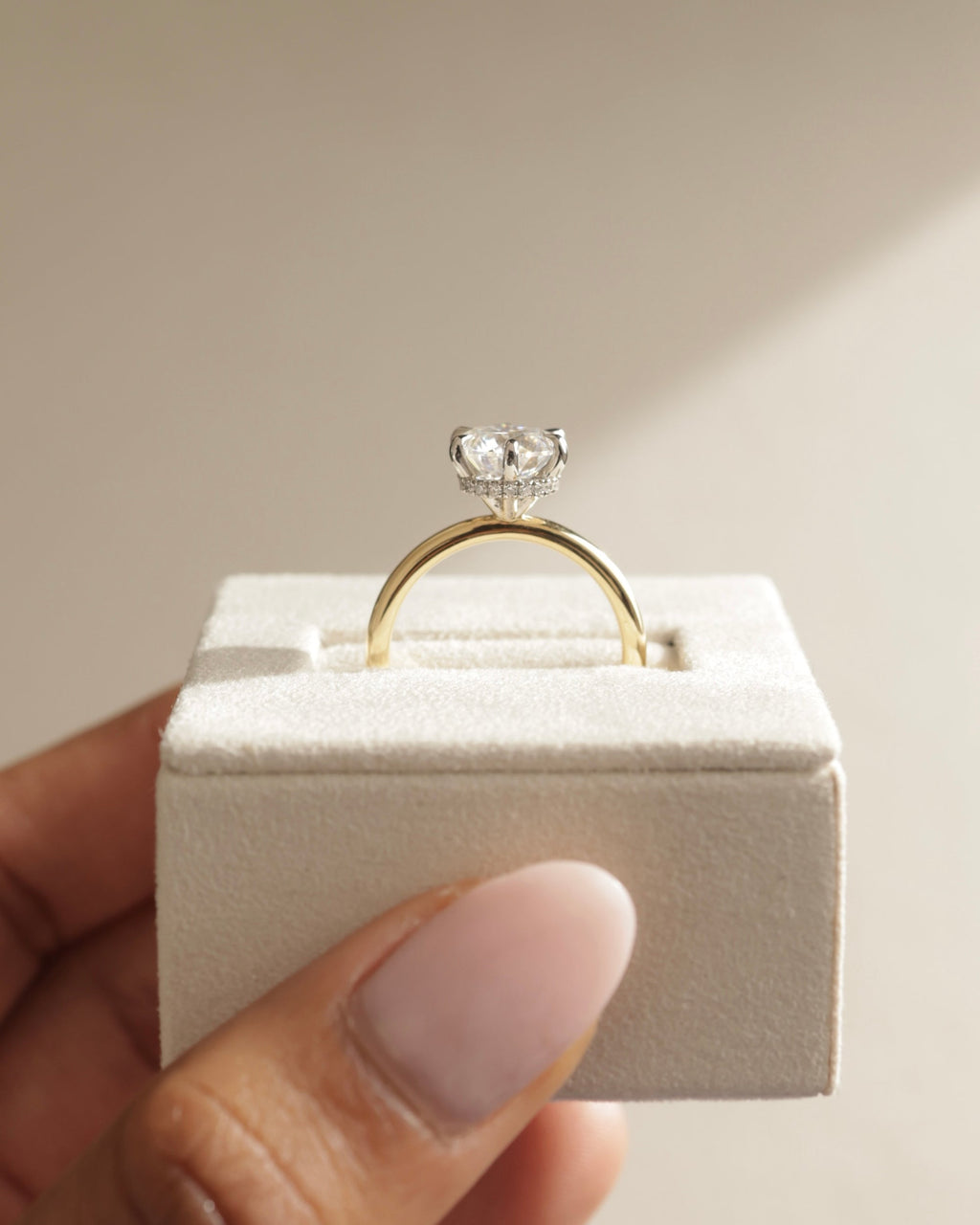 1.80-3.80 CT Round Cut Lab Grown Diamond Hidden Halo Engagement Ring