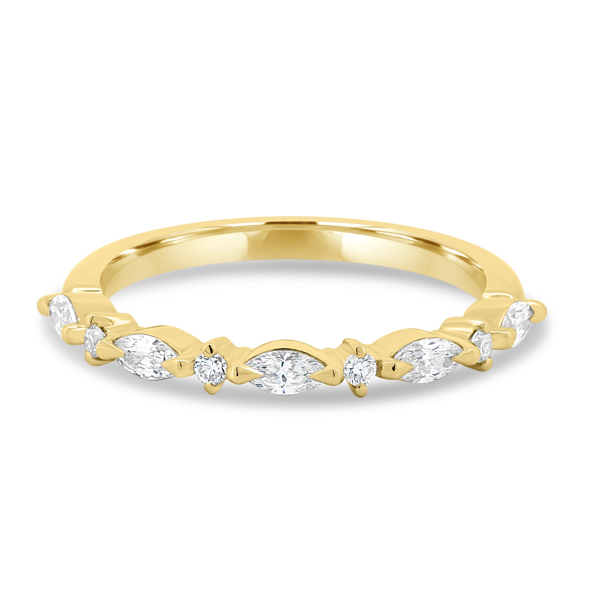 0.76 TCW Marquise & Round CVD Diamond Half eternity Wedding Band