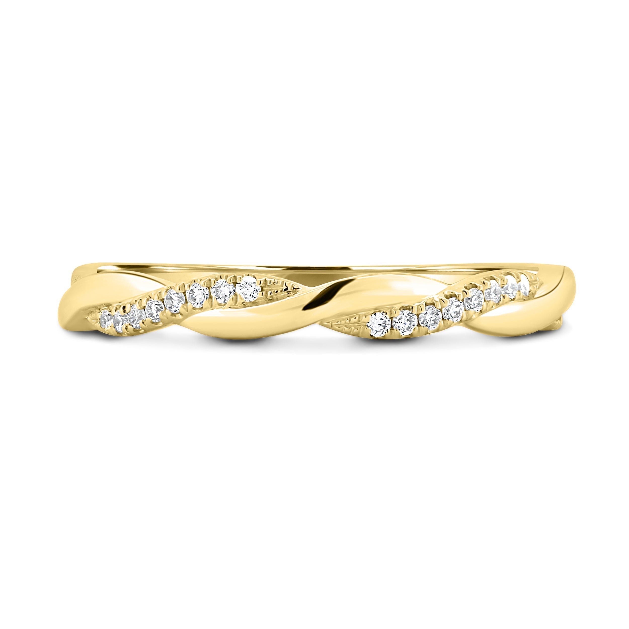 0.10 TCW Round CVD Diamond Twisted Wedding Band