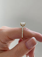 2.0-4.0 CT Oval Cut Lab Grown Diamond Hidden Halo & Pave Engagement Ring