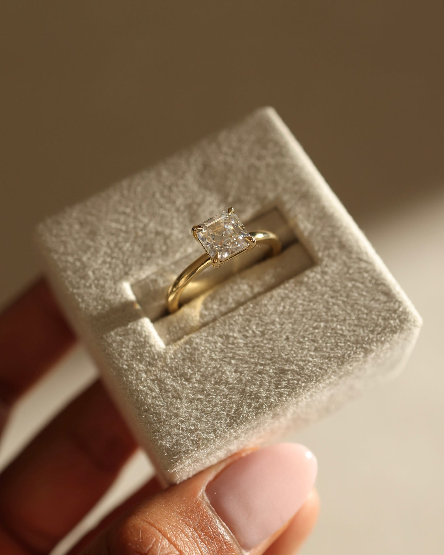 1.50-3.50 CT Asscher Cut Lab Grown Diamond Solitaire Engagement Ring