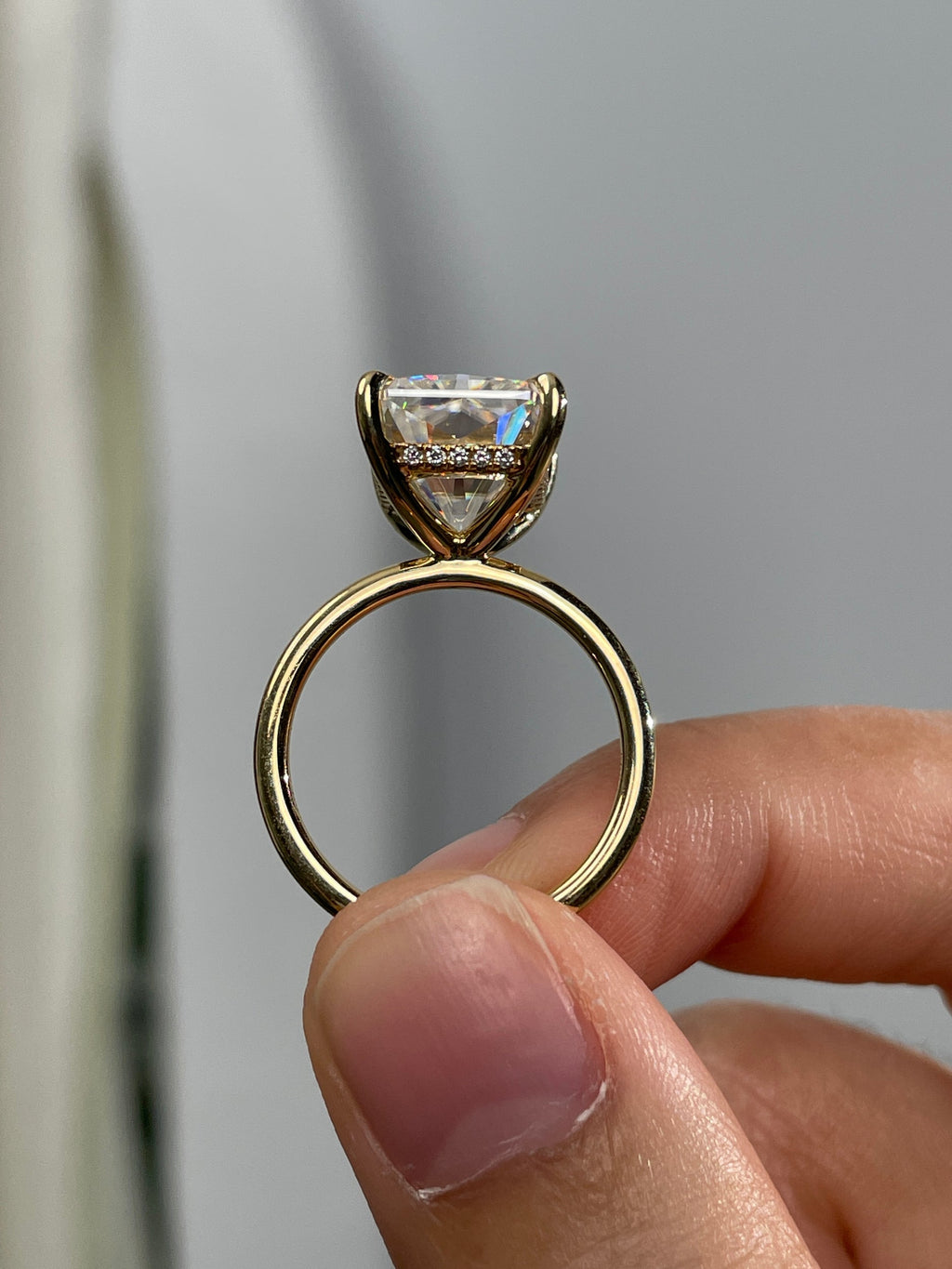 7.50 CT Radiant Cut Lab Grown Hidden Halo Engagement Ring