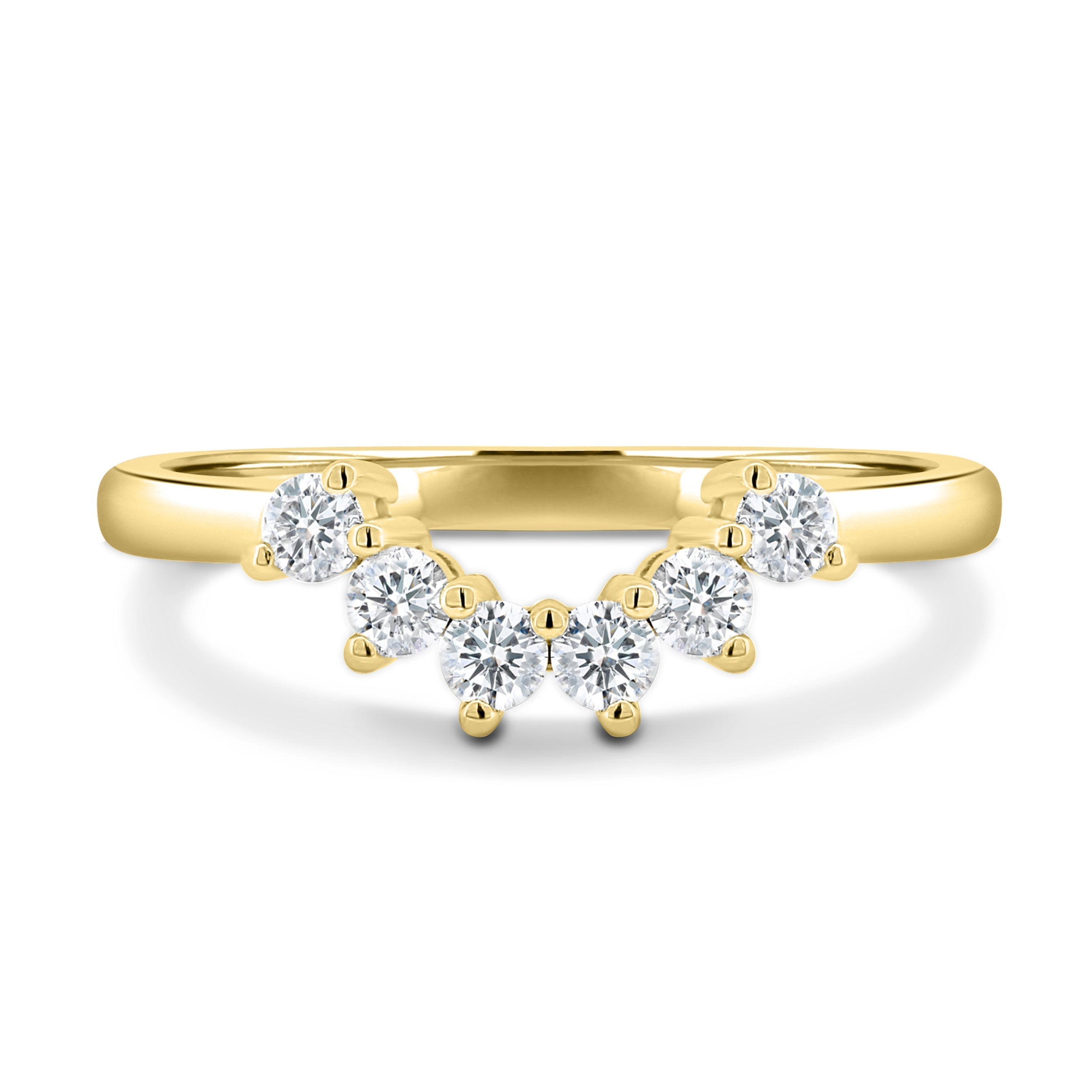 0.38 TCW Round CVD Diamond Curved Wedding Band