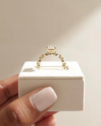 1.50-3.50 CT Emerald Cut Lab Grown Diamond Pave Setting Engagement Ring