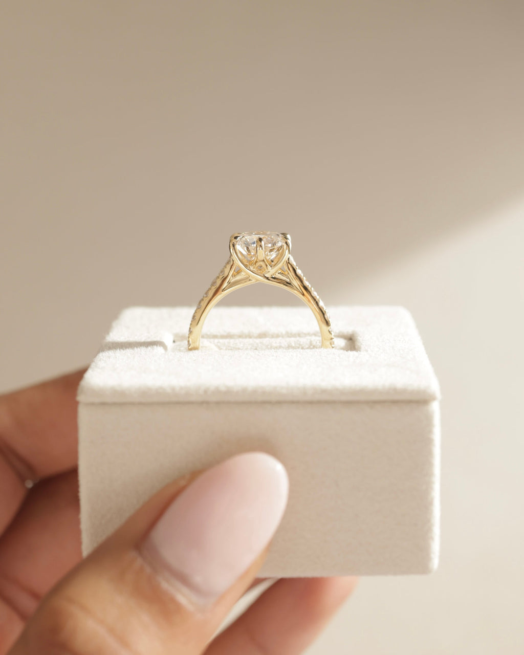 2.01-4.01 CT Round Cut Lab Grown Diamond Pave Setting Engagement Ring