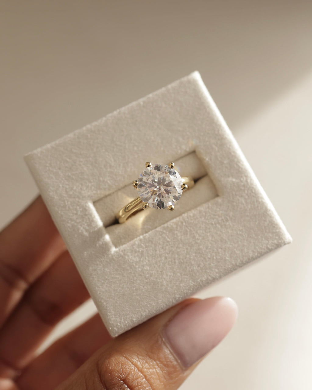 1.0-3.0 CT Round Cut Lab Grown Diamond  Solitaire Engagement Ring