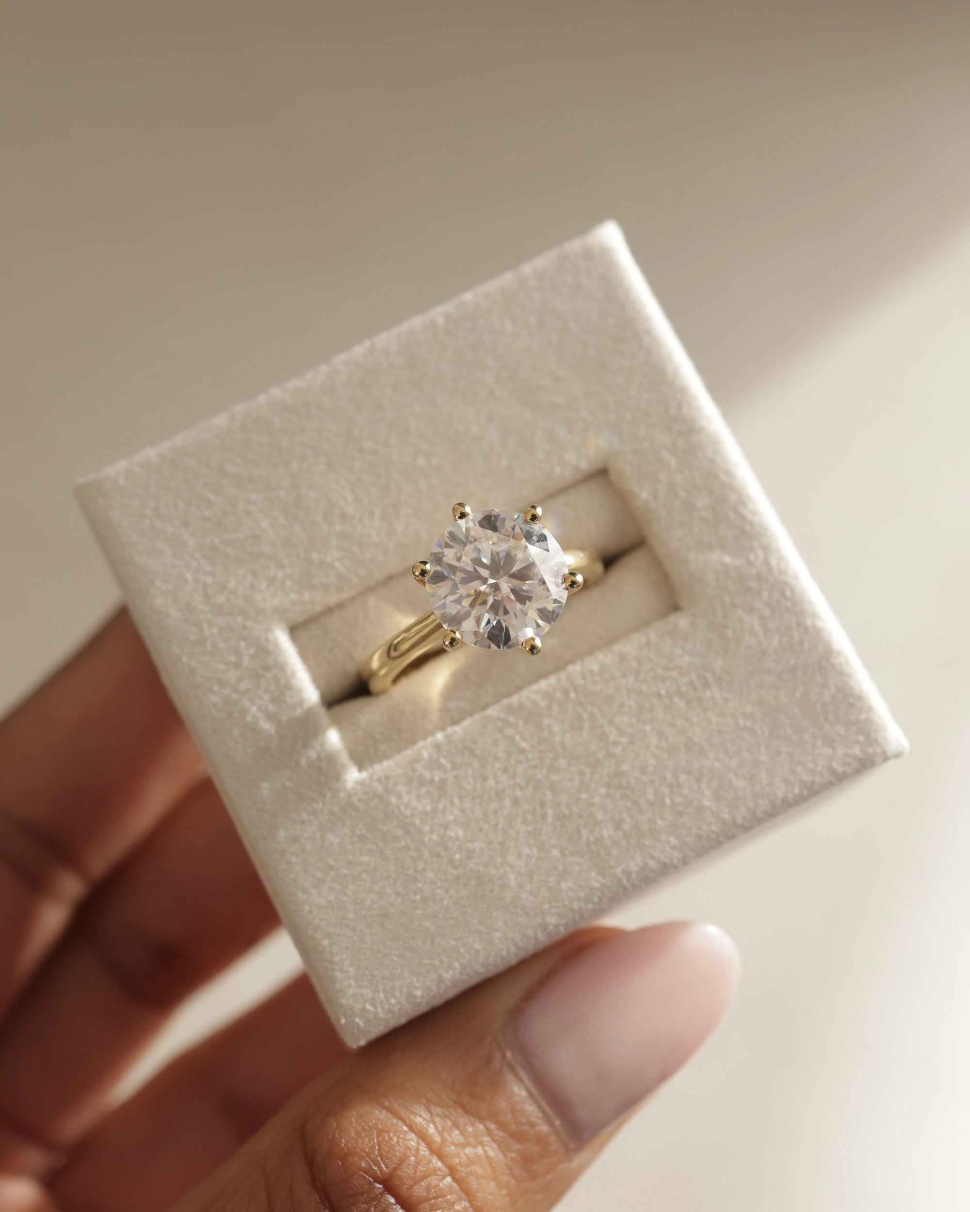 1.0-3.0 CT Round Cut Lab Grown Diamond  Solitaire Engagement Ring