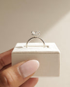 2.50-4.50 CT Round Cut Lab Grown Diamond  Hidden Halo & Pave Engagement Ring